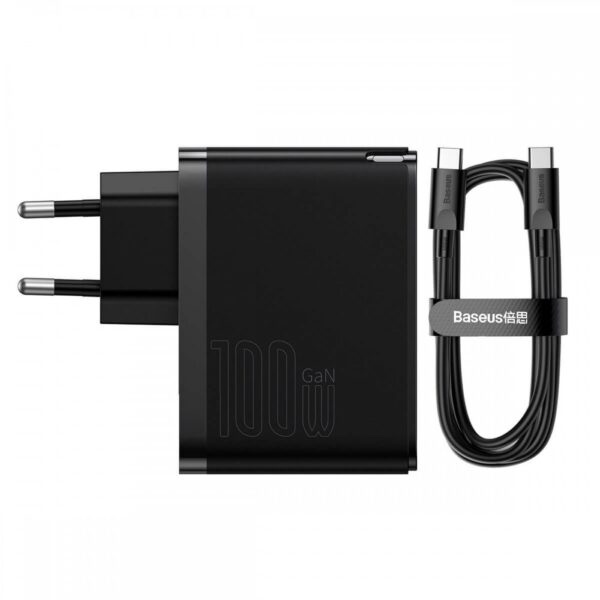 Зарядно устройство Baseus GaN5 Pro Fast 100W С PD кабел USB-C-Черен