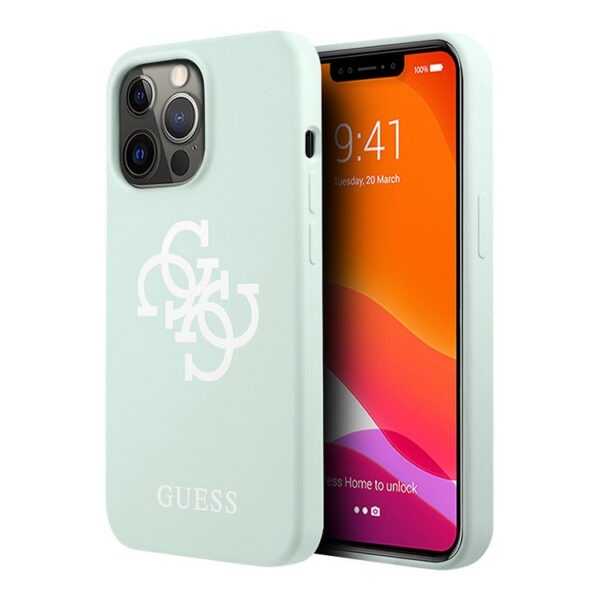 Оригинален калъф Guess Силикон Big 4G with Logo iPhone 13 Pro-Мента