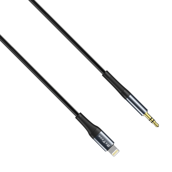 Аудио кабел DeTech DE-42iA, 3.5mm към Lightning, 1.0м, Черен.