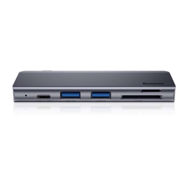 USB хъб Baseus Harmonica 5 Порта PD USB-C /2xUSB 3.0/ TF/Micro SD-Сив - Image 2