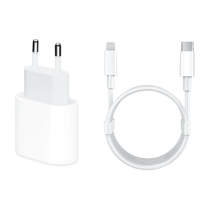 Комплект Оригинално Зарядно APPLE USB-C 20W с Оригинален кабел Apple USB-C to Lightning-Бял